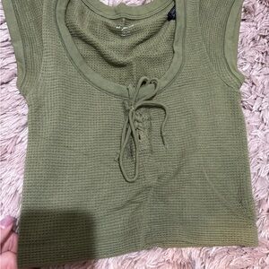 Urban Outfitters Olive Green Lace-Up Women's Top